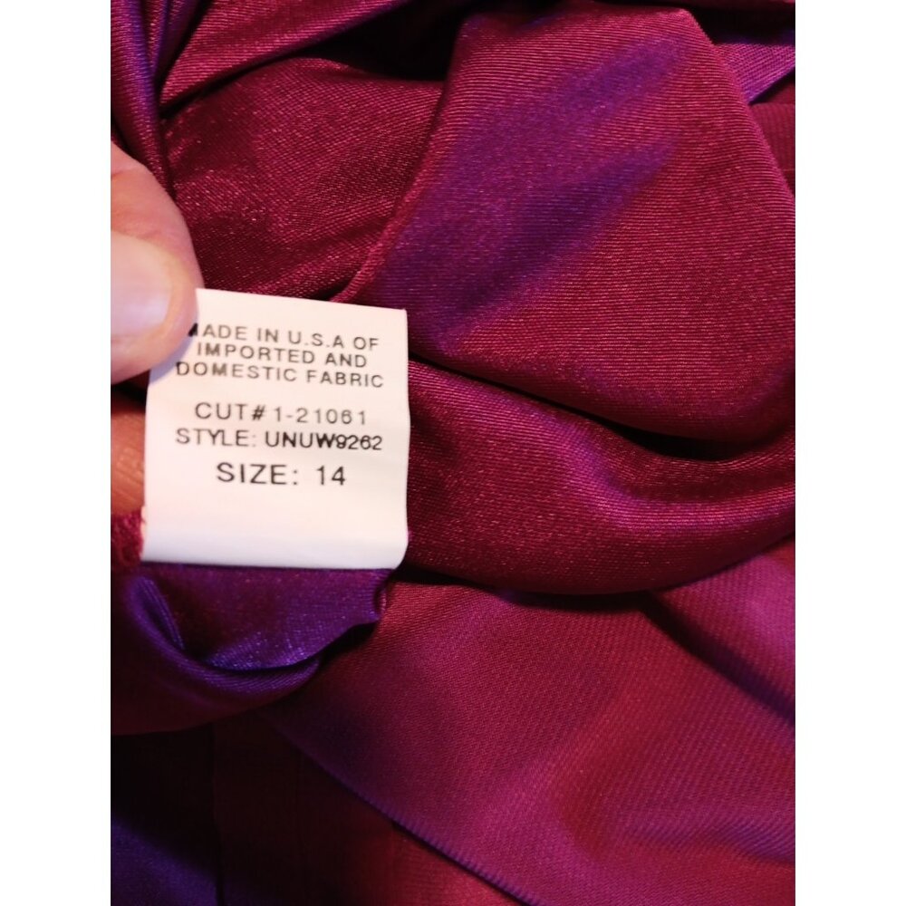 David Meister Party Dress Women 14 Cap Sleeve Gathered Belted Raspberry Pink NWT - Picture 5 of 9